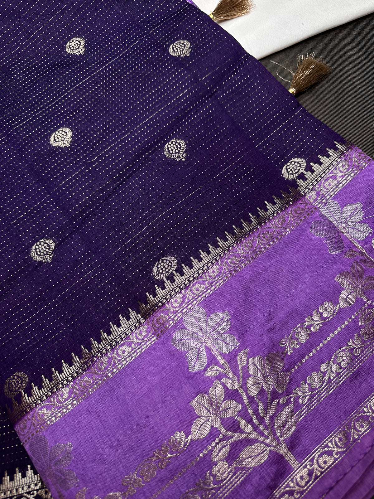 Purple Lightweight Raw Mango Style Silk Saree