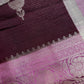 Plum Lightweight Raw Mango Style Silk Saree with Pink Pallu