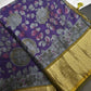 Purple Green Kalamkari Print Lightweight Semi Tussar Saree