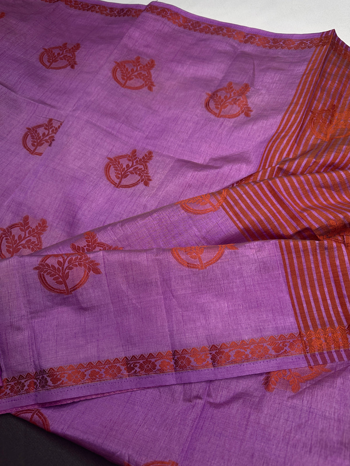 Purple Soft Art Silk Saree with Stitched Blouse