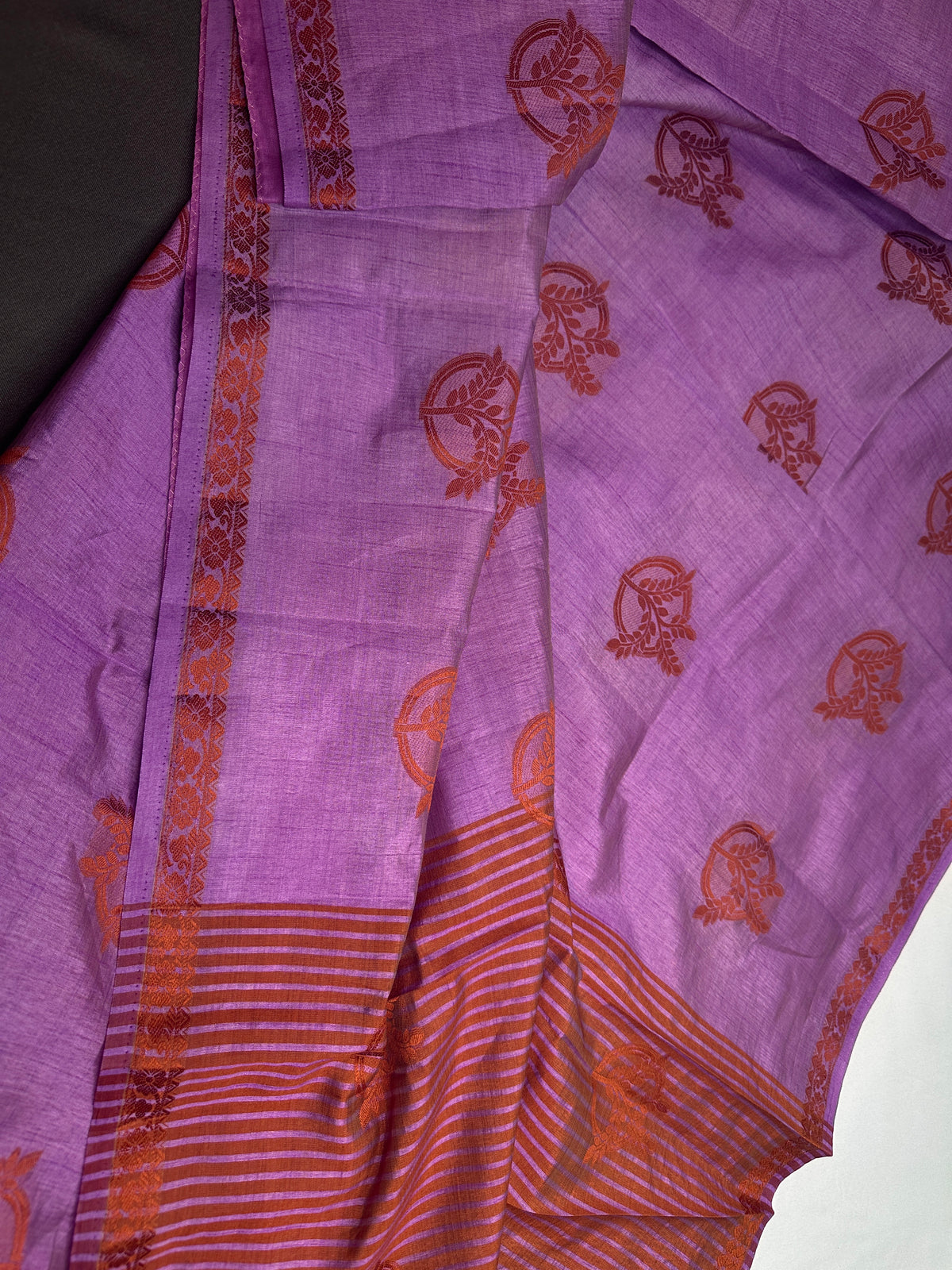 Purple Soft Art Silk Saree with Stitched Blouse