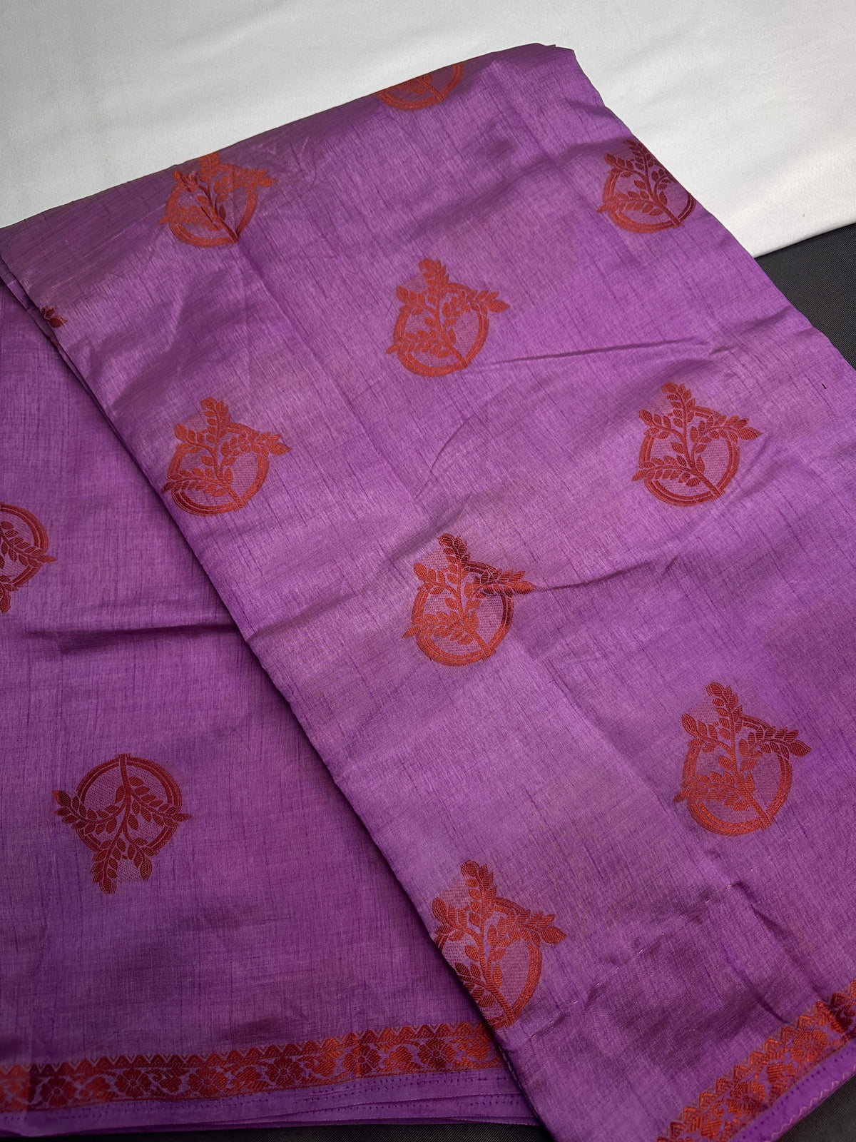 Purple Soft Art Silk Saree with Stitched Blouse