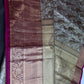 Gold Green Kanjeevaram Brocade Silk Saree with Magenta Pallu