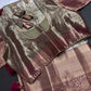 Gold Green Kanjeevaram Brocade Silk Saree with Magenta Pallu