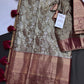 Gold Green Kanjeevaram Brocade Silk Saree with Magenta Pallu
