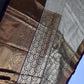 Kanjeevaram Brocade Cream Purple Silk Saree