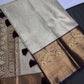 Kanjeevaram Brocade Cream Purple Silk Saree