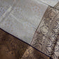 Kanjeevaram Brocade Cream Purple Silk Saree