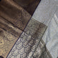 Kanjeevaram Brocade Cream Purple Silk Saree