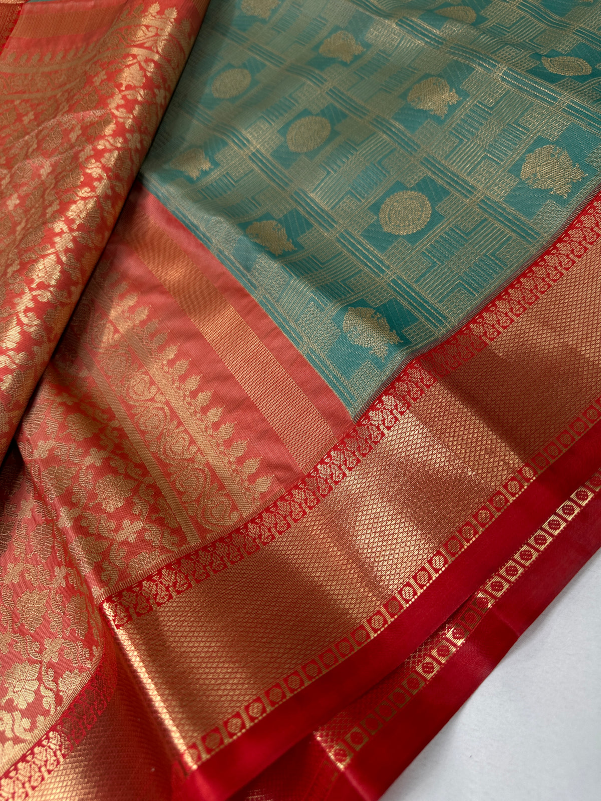 Kanjeevaram Meena Brocade Sea Green Silk Saree