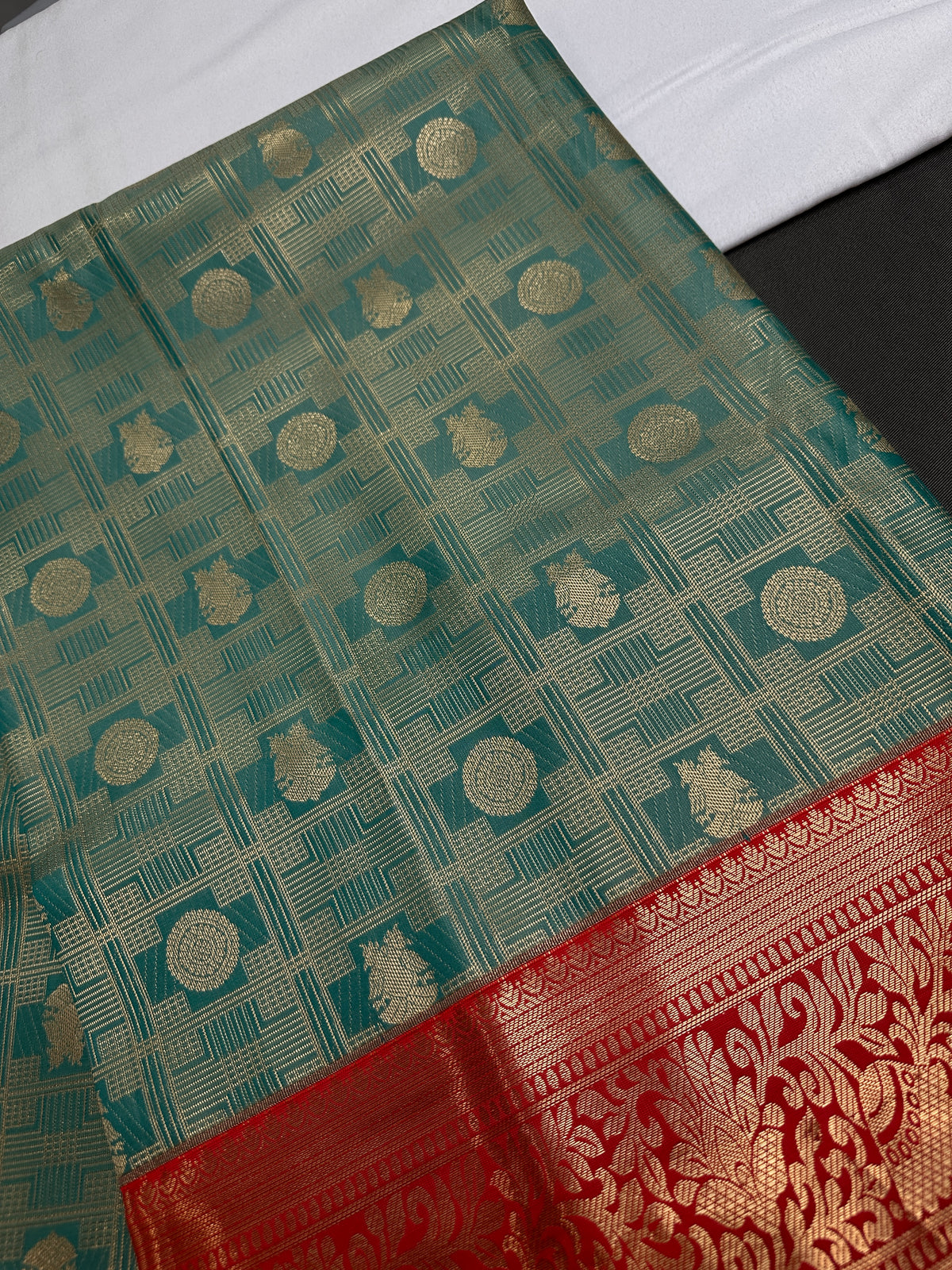 Kanjeevaram Meena Brocade Sea Green Silk Saree