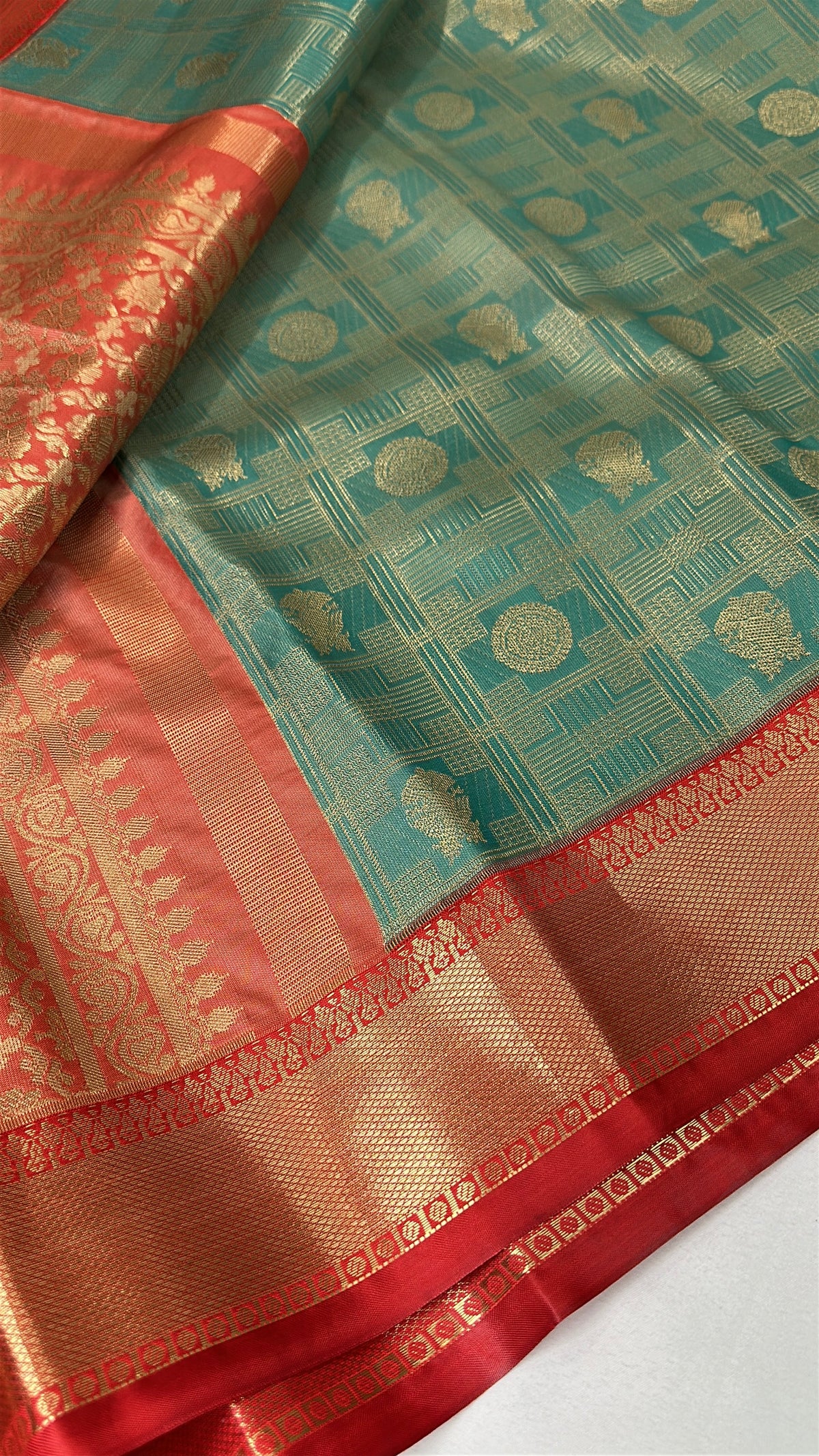 Kanjeevaram Meena Brocade Sea Green Silk Saree