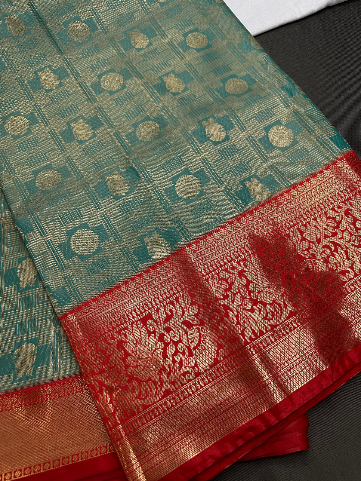 Kanjeevaram Meena Brocade Sea Green Silk Saree