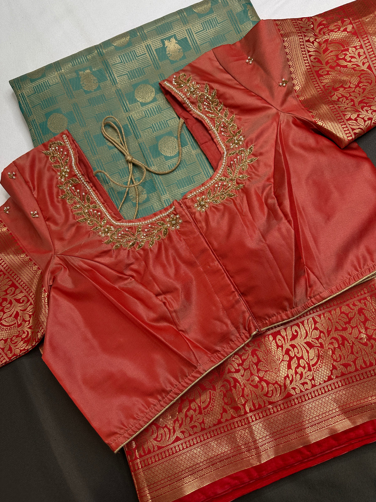 Kanjeevaram Meena Brocade Sea Green Silk Saree