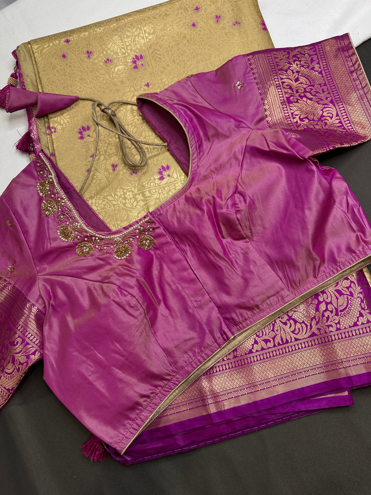 Kanjeevaram Meena Brocade Gold Green Silk Saree