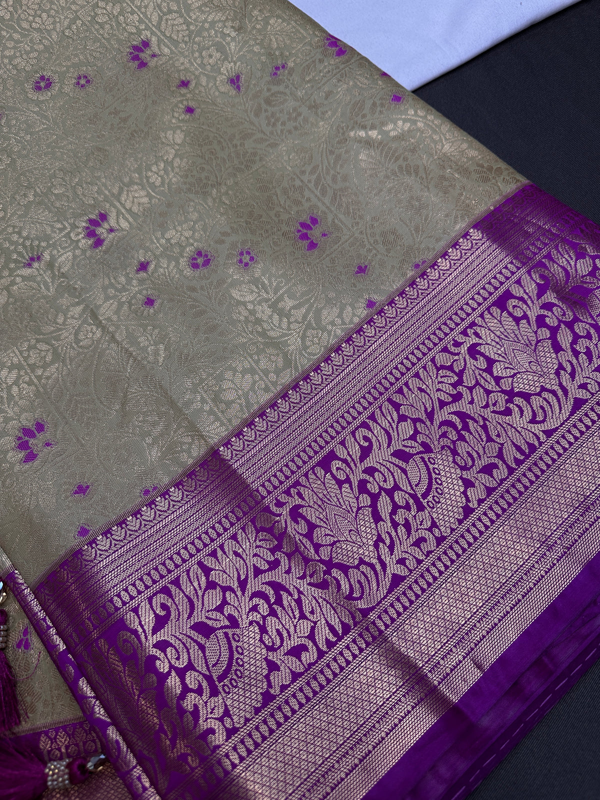 Kanjeevaram Meena Brocade Gold Green Silk Saree