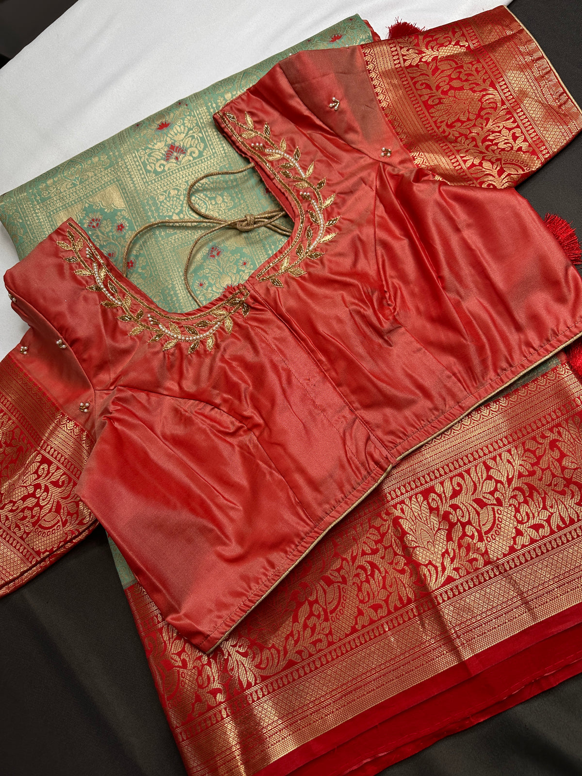 Kanjeevaram Meena Brocade Pastel Green Silk Saree
