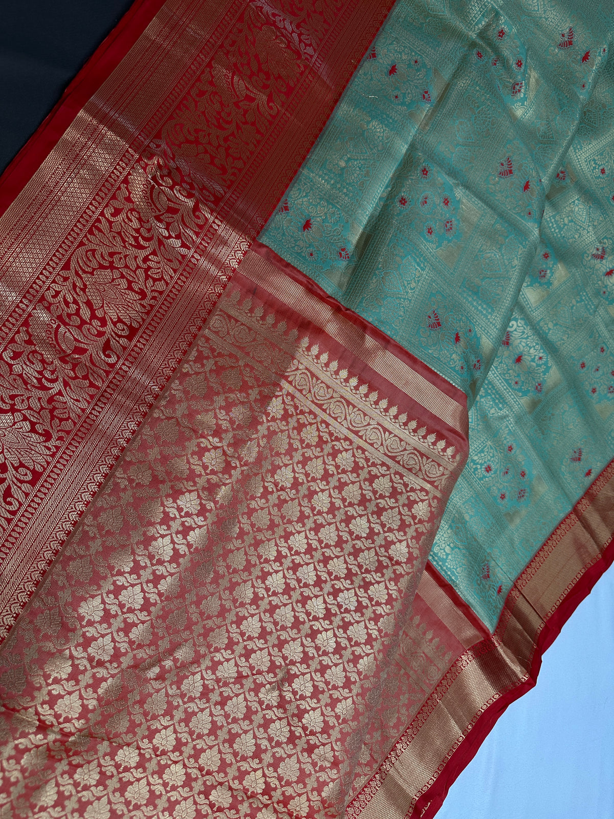 Kanjeevaram Meena Brocade Pastel Green Silk Saree