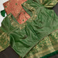 Kanjeevaram Meena Brocade Pink Green Silk Saree