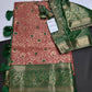 Kanjeevaram Meena Brocade Pink Green Silk Saree