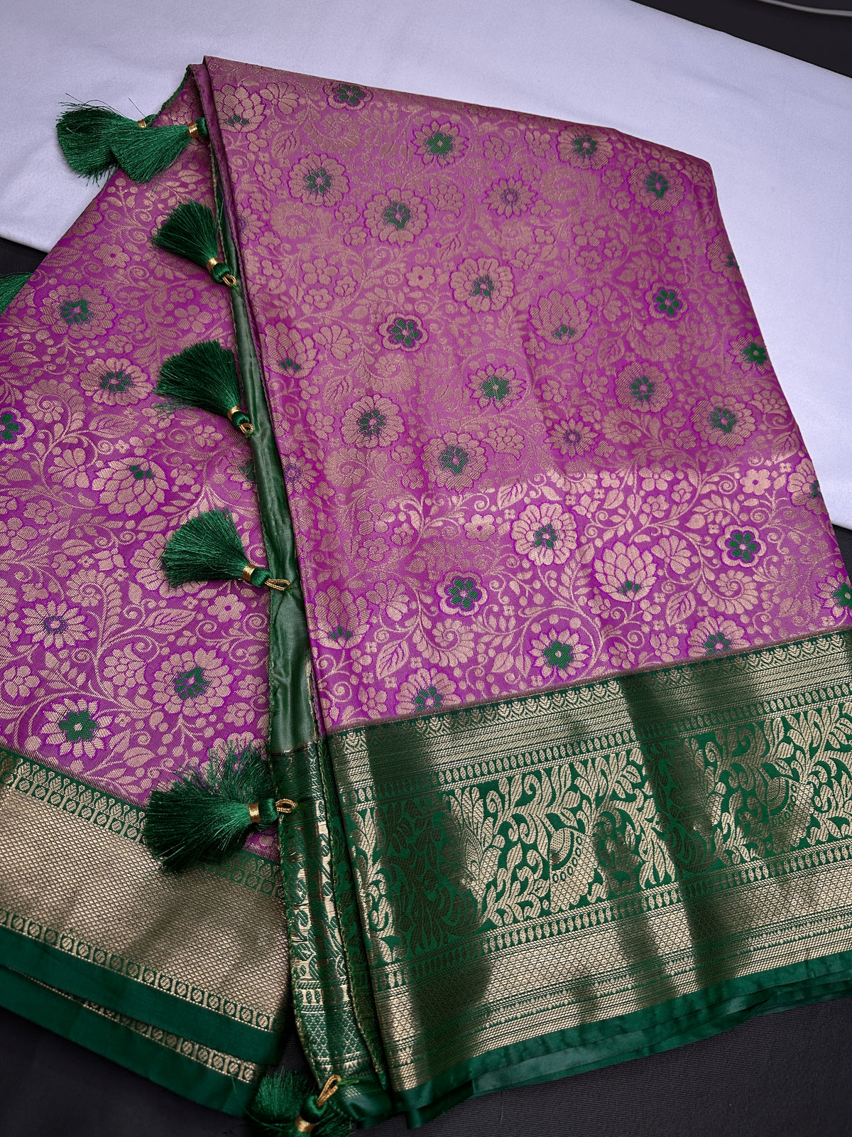 Kanjeevaram Meena Brocade Magenta Purple Green Silk Saree