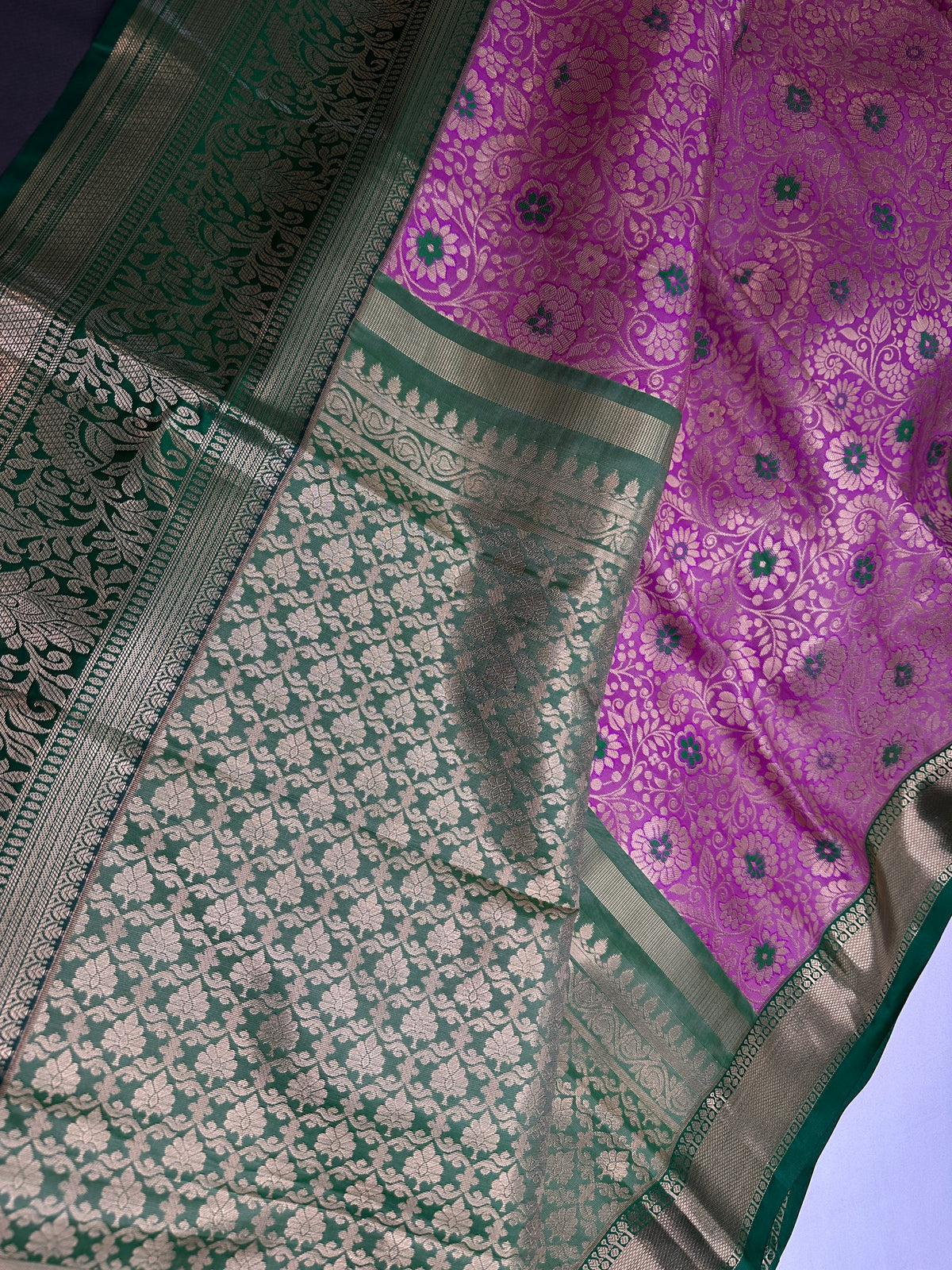 Kanjeevaram Meena Brocade Magenta Purple Green Silk Saree