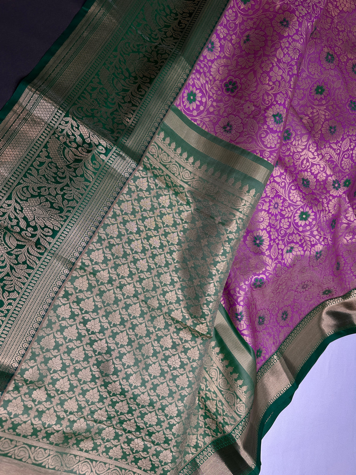 Kanjeevaram Meena Brocade Magenta Purple Green Silk Saree