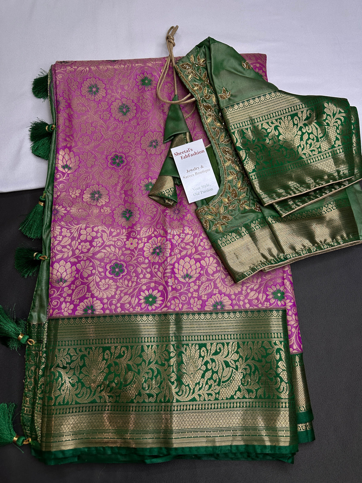 Kanjeevaram Meena Brocade Magenta Purple Green Silk Saree