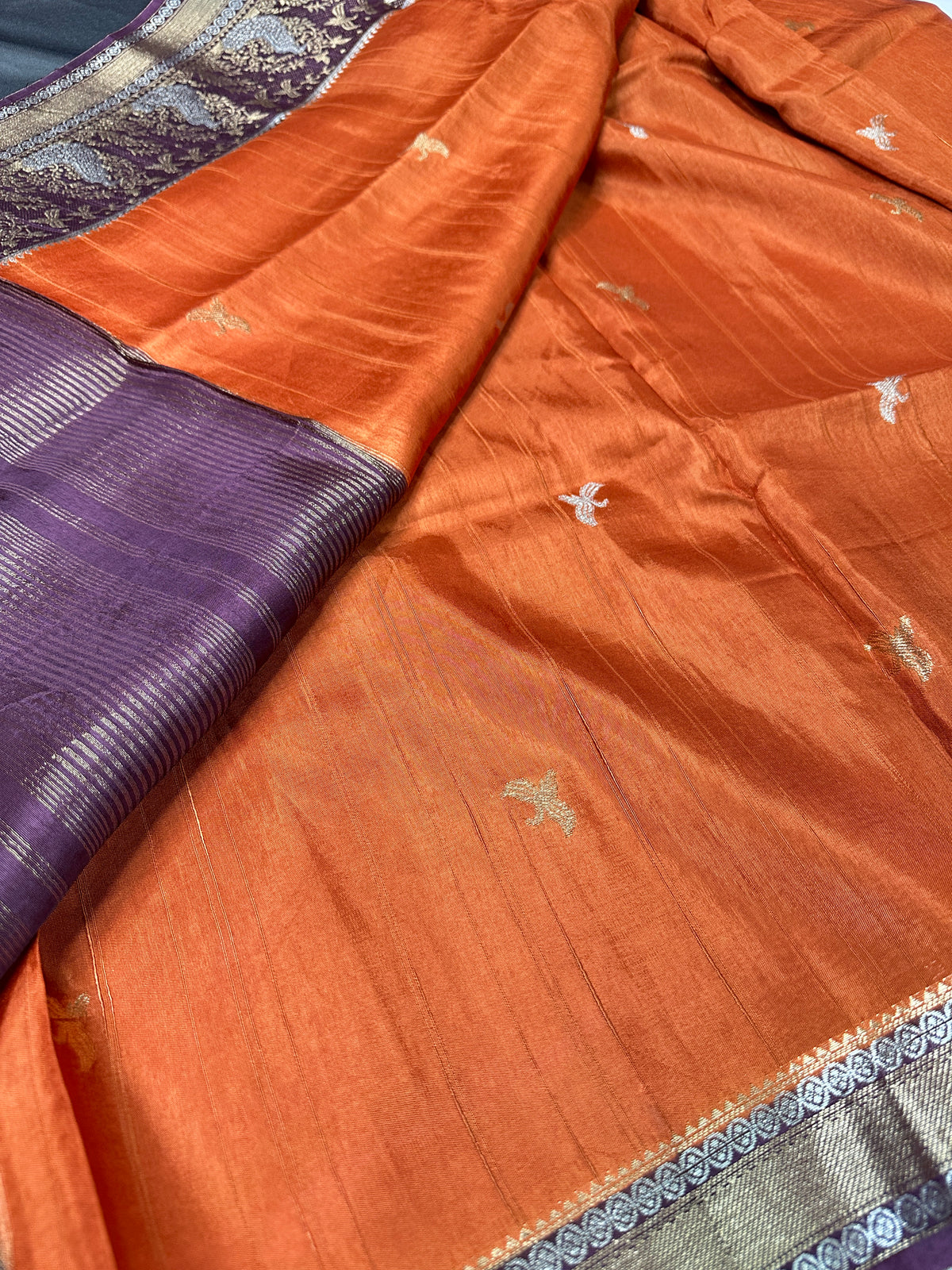 Brown Viscose Light Weight Silk Saree - 