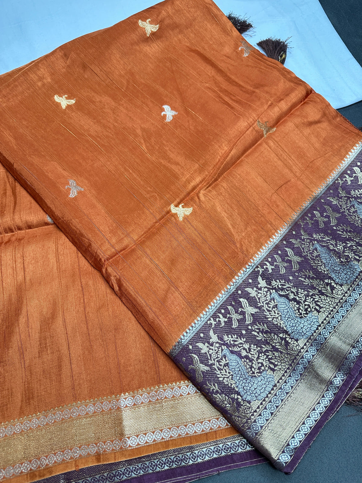 Brown Viscose Light Weight Silk Saree - 