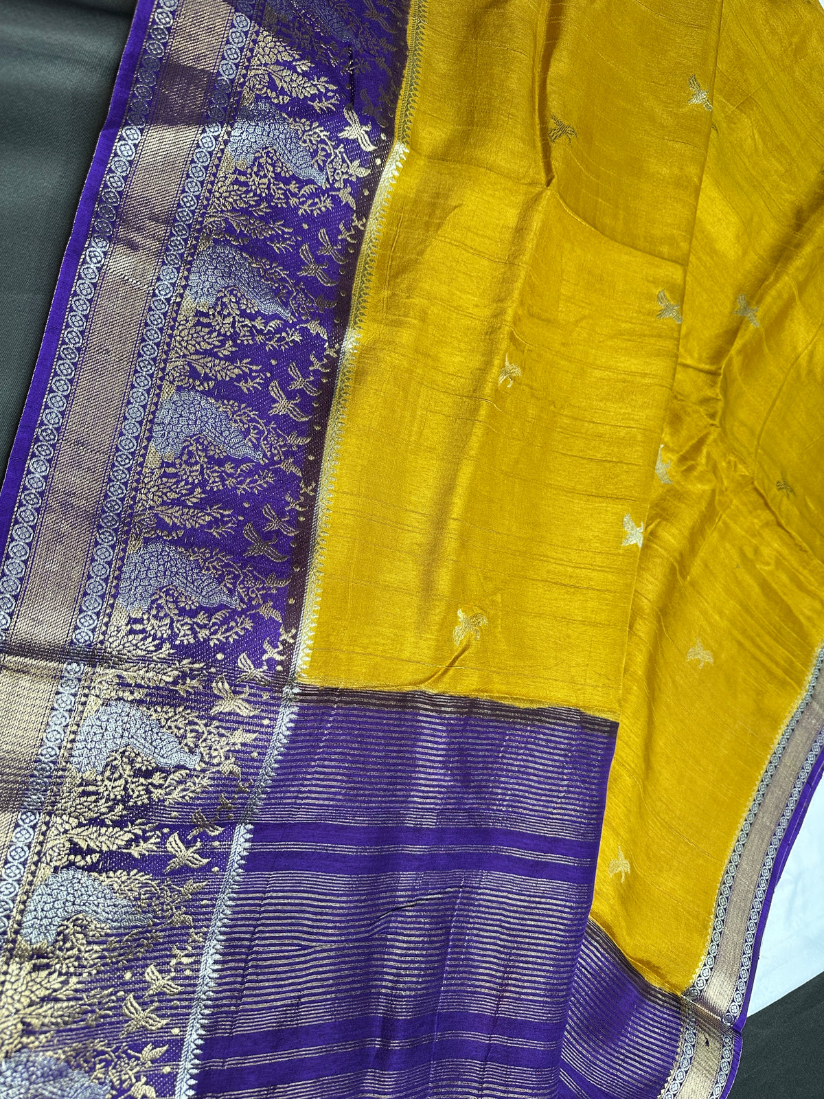 Mustard Viscose Light Weight Silk Saree - 