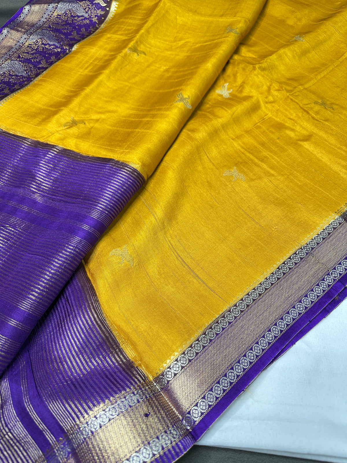 Mustard Viscose Light Weight Silk Saree - 