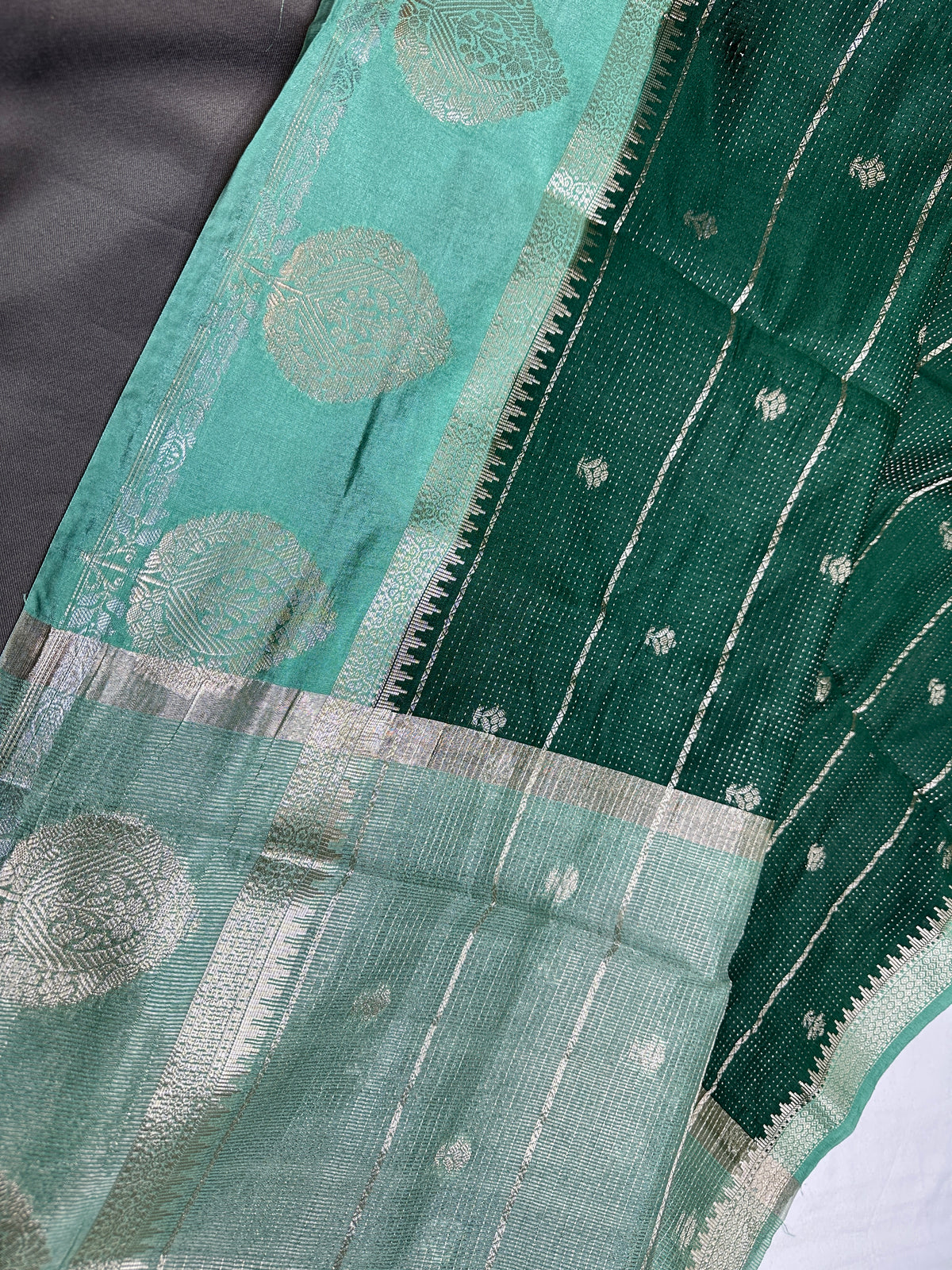 Green Raw Mango Light Weight Silk Saree - 