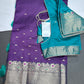 Purple SoftKanchi Semi Silk Light Weight Saree - 