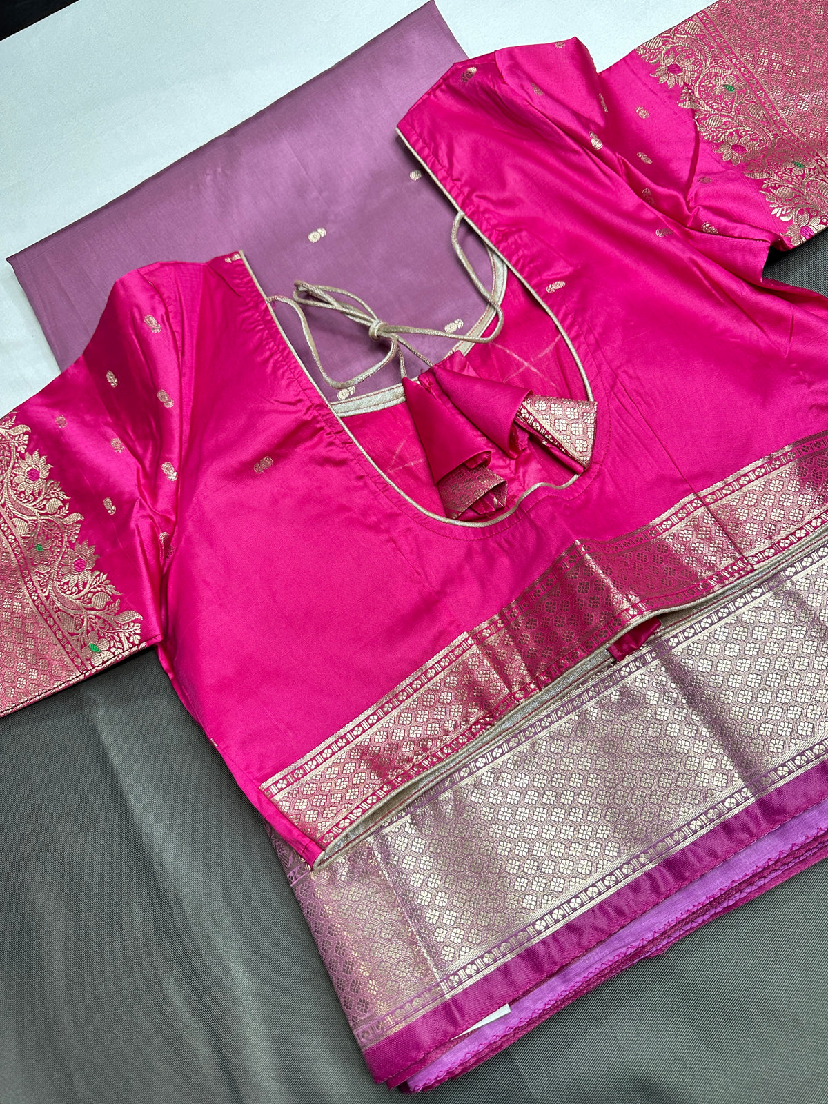 Pink Soft Semi Kanchi Silk Light Weight Saree - 