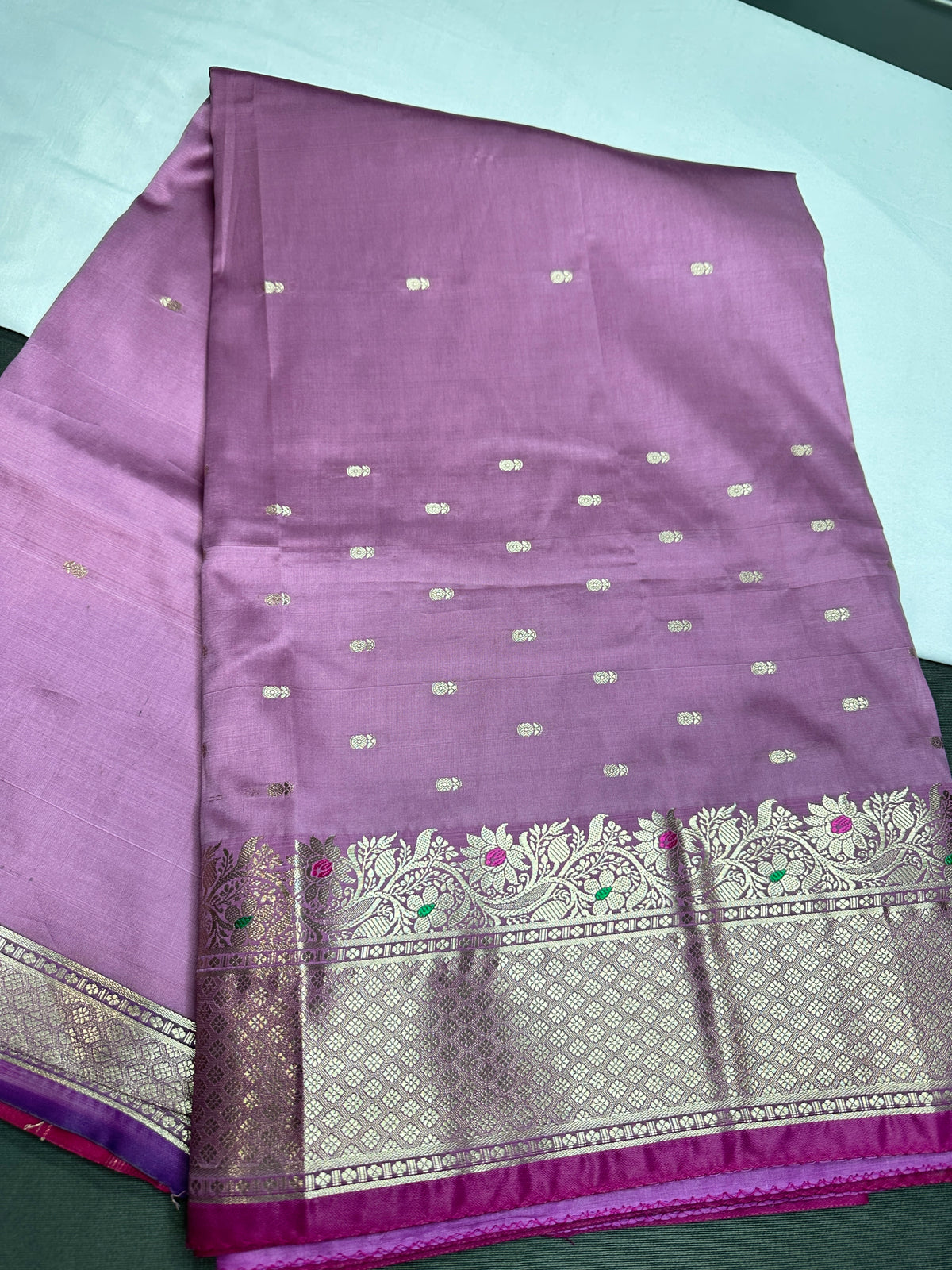 Pink Soft Semi Kanchi Silk Light Weight Saree - 