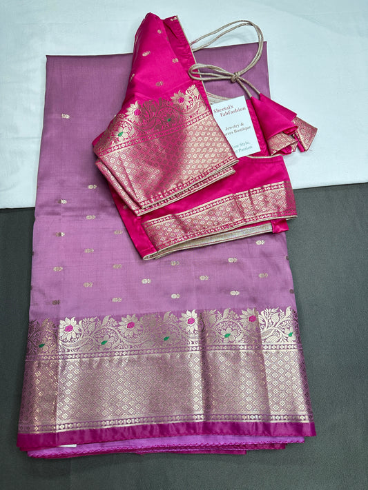 Pink Soft Semi Kanchi Silk Light Weight Saree - 