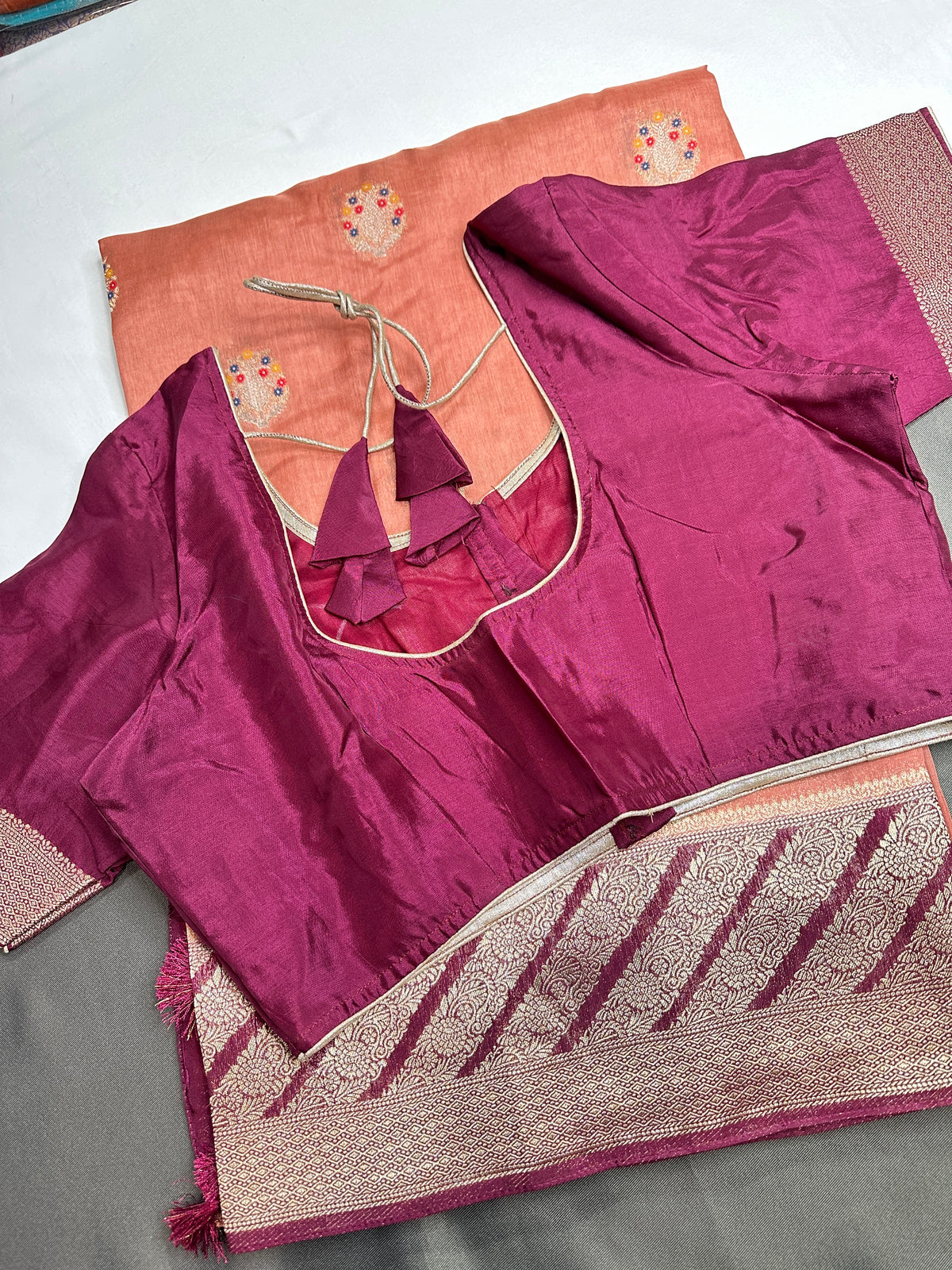 Peach Silk Weaving Saree - 