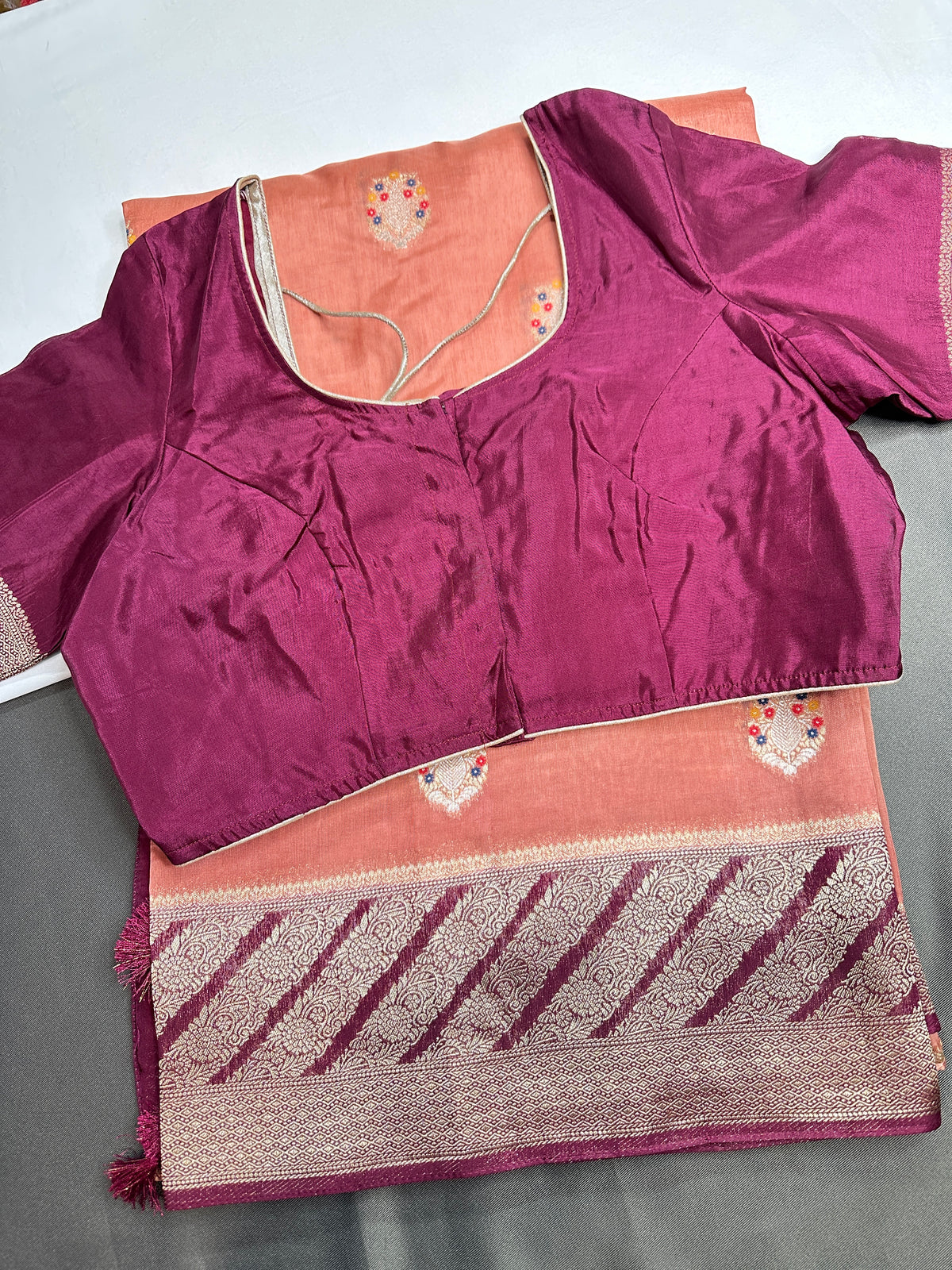 Peach Silk Weaving Saree - 