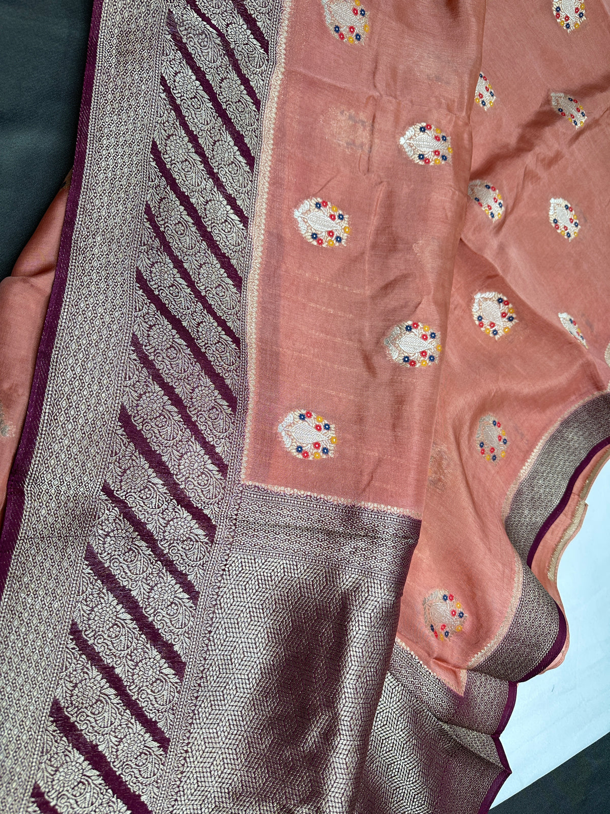 Peach Silk Weaving Saree - 