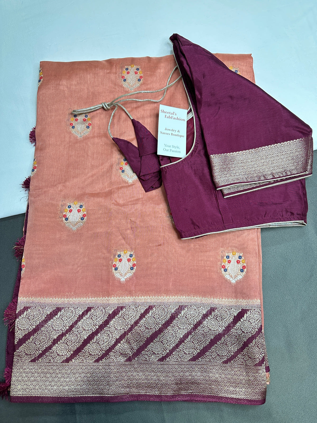 Peach Silk Weaving Saree - 