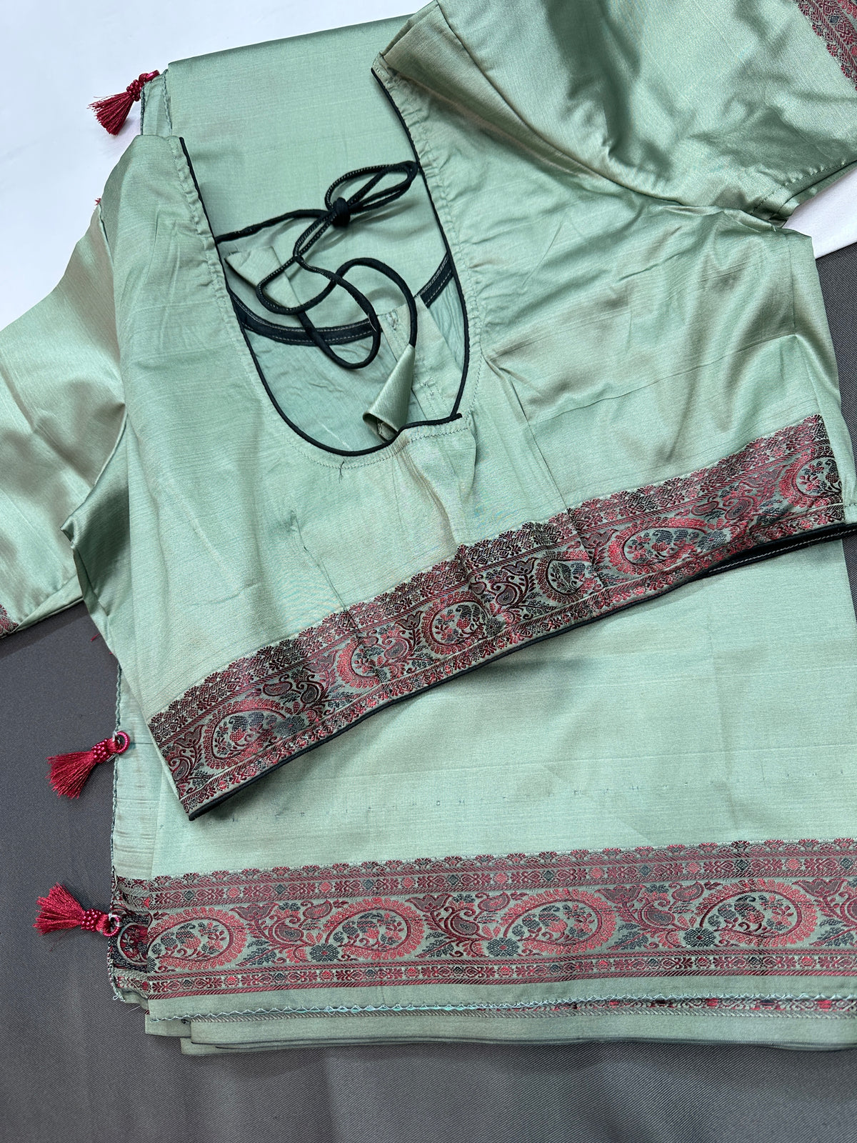 Kanchi Soft Silk Green Saree - 