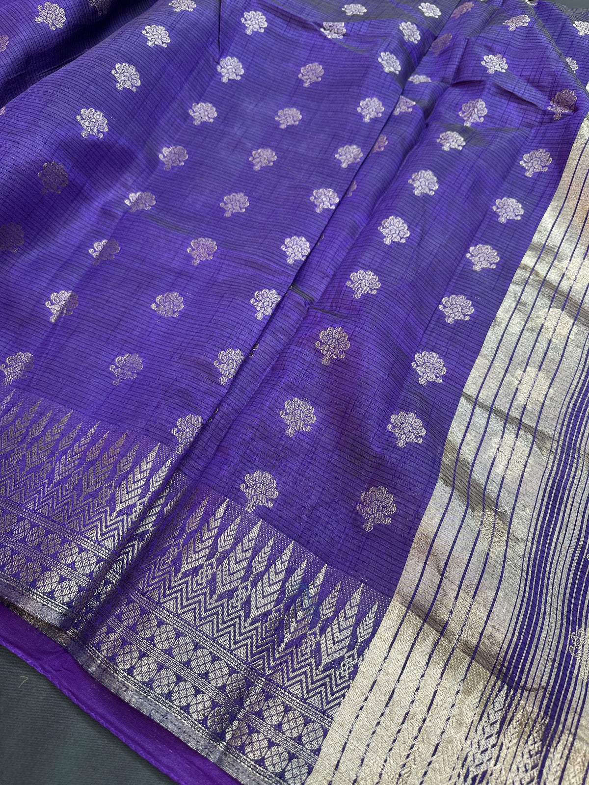 Purple Cotton Silk Casual Wear Saree - 