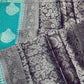 Blue Georgette Silver Checks and Buttas Blue Saree - 