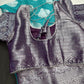 Blue Georgette Silver Checks and Buttas Blue Saree - 