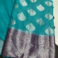 Blue Georgette Silver Checks and Buttas Blue Saree - 