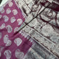Pink Georgette Silver Checks and Buttas Blue Saree - 
