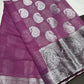 Pink Georgette Silver Checks and Buttas Blue Saree - 
