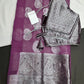 Pink Georgette Silver Checks and Buttas Blue Saree - 