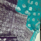 Blue Georgette Silver Checks and Buttas Blue Saree - 